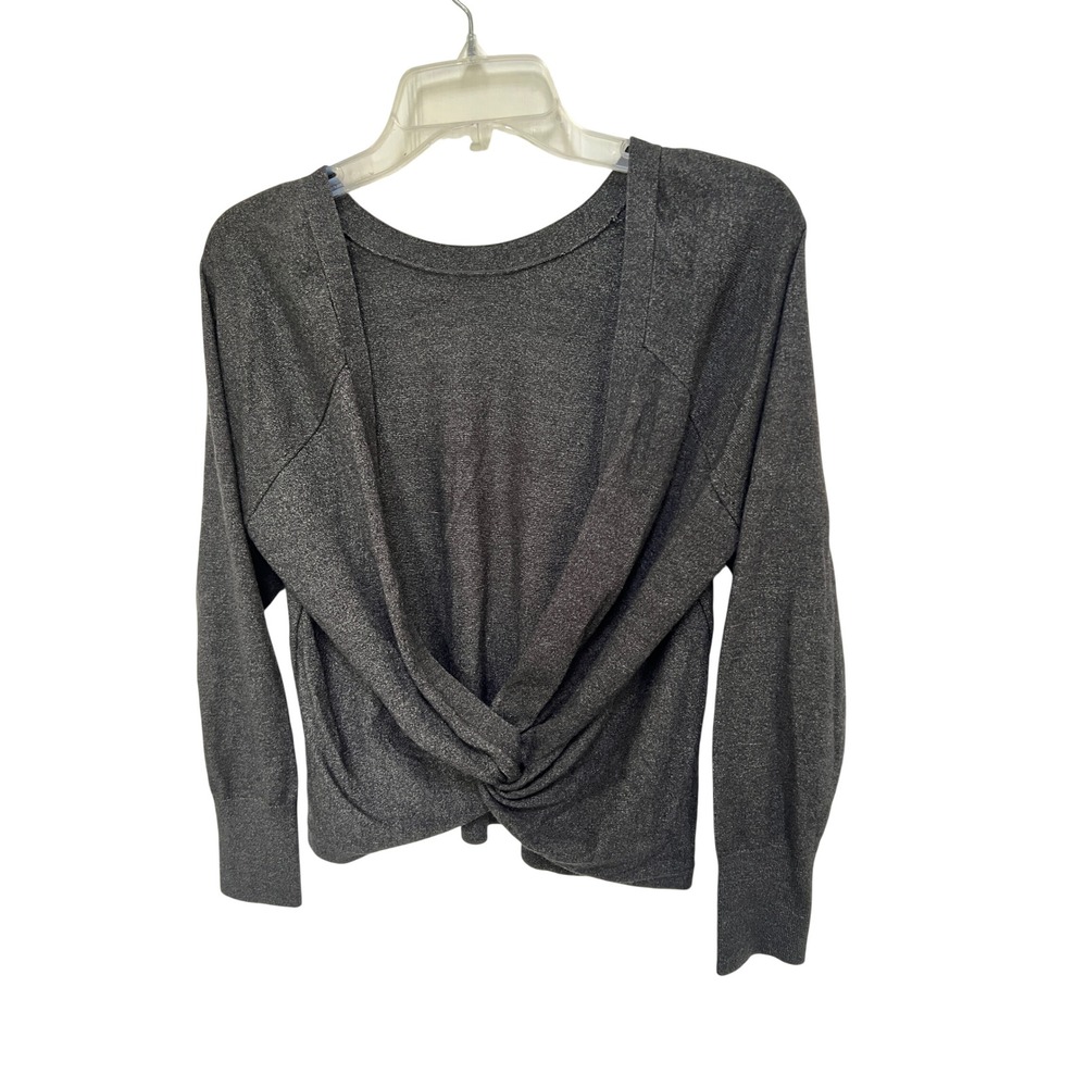 NWT Victoria's Secret Grey Black Heather Twist Front Sweater Size S